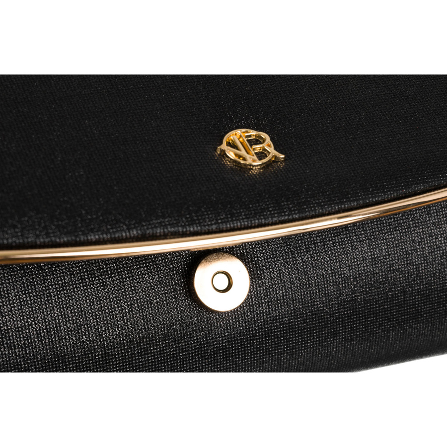 Wieczorowa torebka damska w czarnym kolorze wykonana z tkaniny syntetycznej - Rovicky - obrazek 10