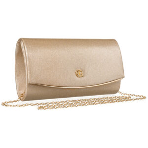 Kopertówka damska w złotym kolorze wykonana z tkaniny syntetycznej i zamykana na magnes - Rovicky