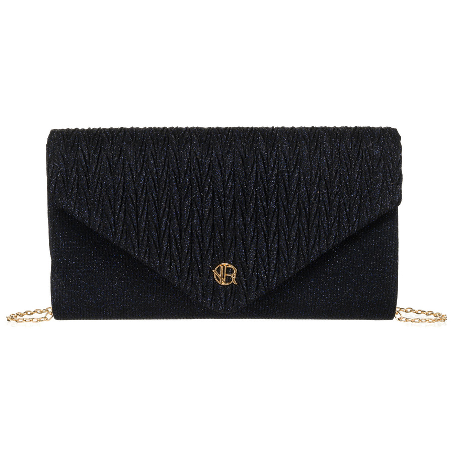 Brokatowa kopertówka damska w granatowym kolorze zawieszona na łańcuszku - Rovicky - obrazek 5