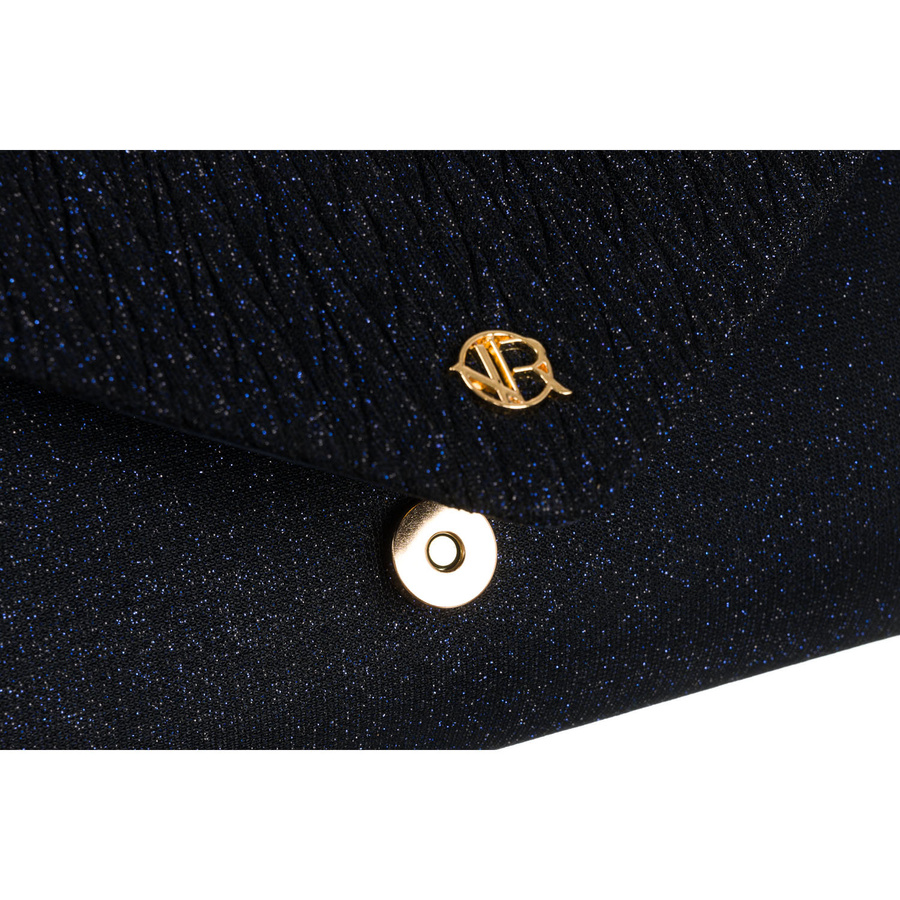 Brokatowa kopertówka damska w granatowym kolorze zawieszona na łańcuszku - Rovicky - obrazek 10