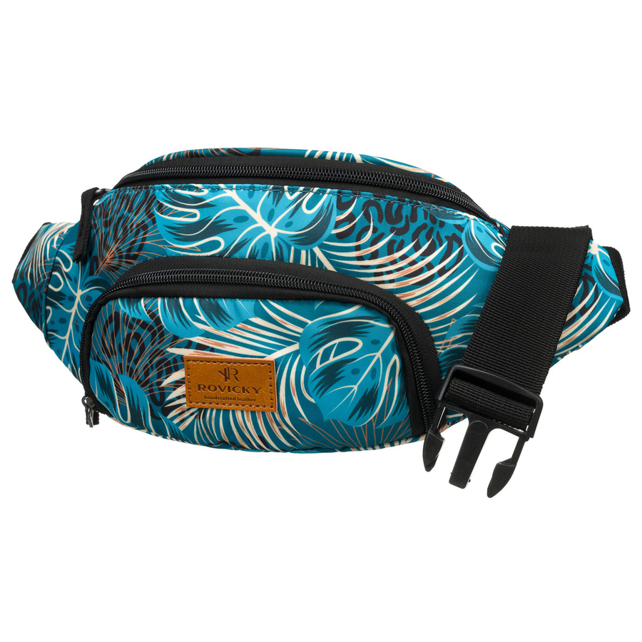 Miejska saszetka damska z poliestru zamykana suwakiem, pokryta roślinnym wzorem - Rovicky - obrazek 2