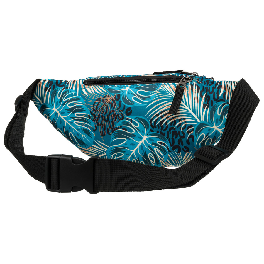 Miejska saszetka damska z poliestru zamykana suwakiem, pokryta roślinnym wzorem - Rovicky - obrazek 4