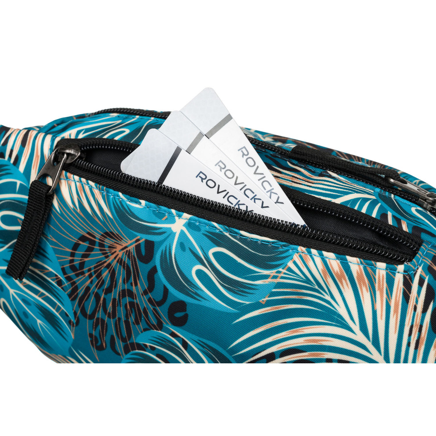 Miejska saszetka damska z poliestru zamykana suwakiem, pokryta roślinnym wzorem - Rovicky - obrazek 5