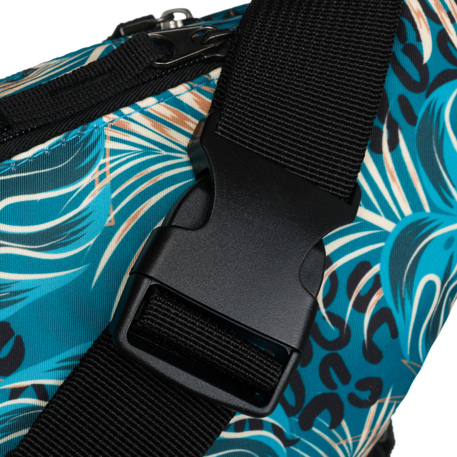 Miejska saszetka damska z poliestru zamykana suwakiem, pokryta roślinnym wzorem - Rovicky - obrazek 7