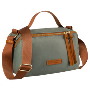 Zielono-brązowa listonoszka damska z nylonu i skóry ekologicznej - Peterson