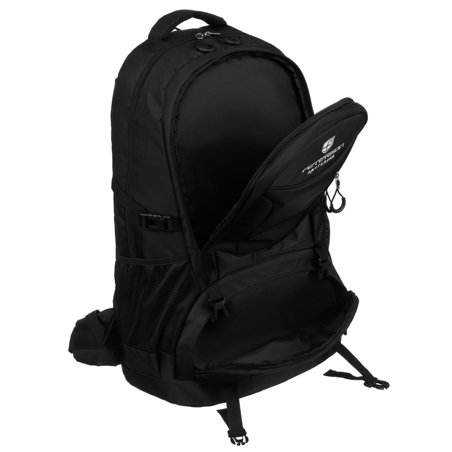 Czarny, turystyczny plecak z poliestru zawieszony na regulowanych szelkach - Peterson - obrazek 3