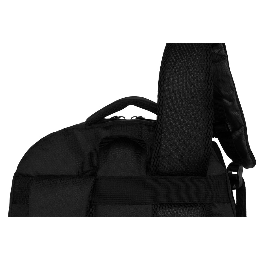 Czarny, turystyczny plecak z poliestru zawieszony na regulowanych szelkach - Peterson - obrazek 8