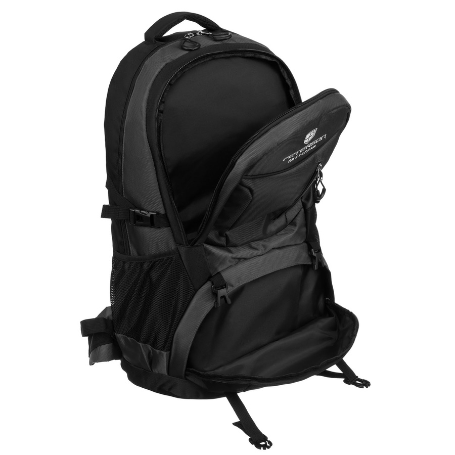 Czarno-szary, turystyczny plecak z poliestru zamykany suwakiem - Peterson - obrazek 3