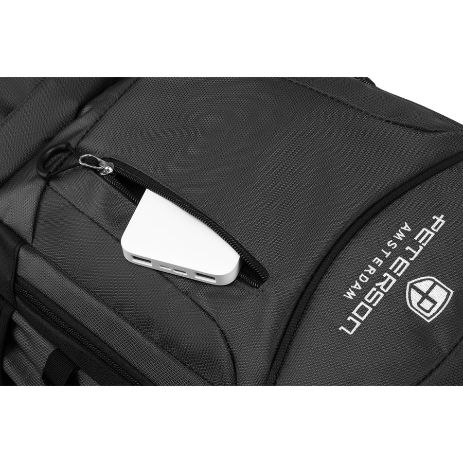 Czarno-szary, turystyczny plecak z poliestru zamykany suwakiem - Peterson - obrazek 15