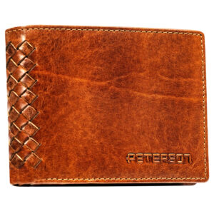 Skórzany portfel męski w kolorze brązowym z systemem RFID - Peterson