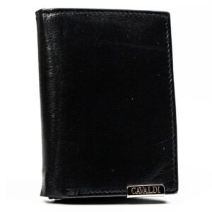 Klasyczny, pionowy portfel męski ze skóry naturalnej w czarnym kolorze - 4U Cavaldi