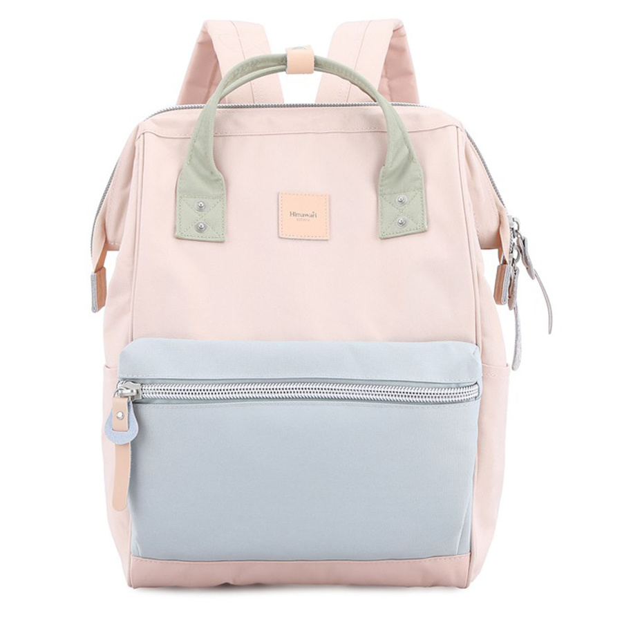 Miejski plecak w różowo-błękitnym kolorze zawieszony na regulowanych szelkach - Himawari - obrazek 3