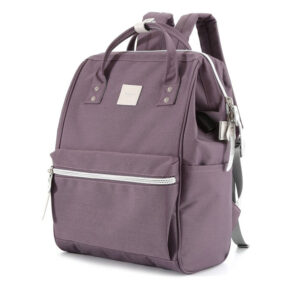 Fioletowy plecak zawieszony na regulowanych szelkach i zamykany suwakiem - Himawari
