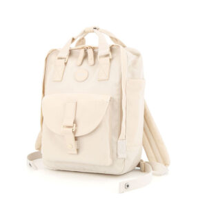 Wodoodporny plecak miejski w kremowym kolorze zamykany suwakiem i zawieszony na regulowanych szelkach - Himawari