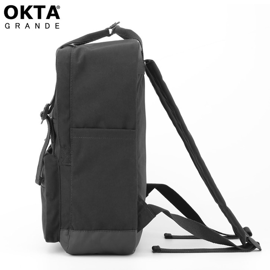 Czarny, praktyczny plecak miejski zamykany suwakami zawieszony na regulowanych szelkach - Himawari - obrazek 6