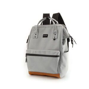 Szary, pojemny plecak damski z portem USB zawieszony na regulowanych szelkach - Himawari