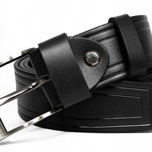 Stylowy, skórzany pasek męski z efektownymi tłoczeniami - Rovicky