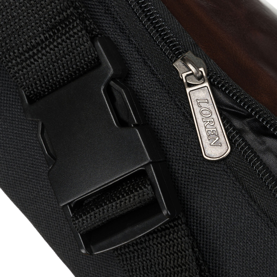 Kompaktowa saszetka z poliestru w czarnym i ciemnobrązowym kolorze - Loren - obrazek 6