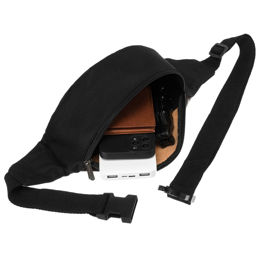 Kompaktowa saszetka z poliestru w czarnym i ciemnobrązowym kolorze - Loren - obrazek 5