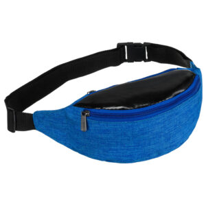 Kompaktowa saszetka z poliestru w niebiesko-czarnym kolorze, zawieszona na regulowanym pasku - Loren