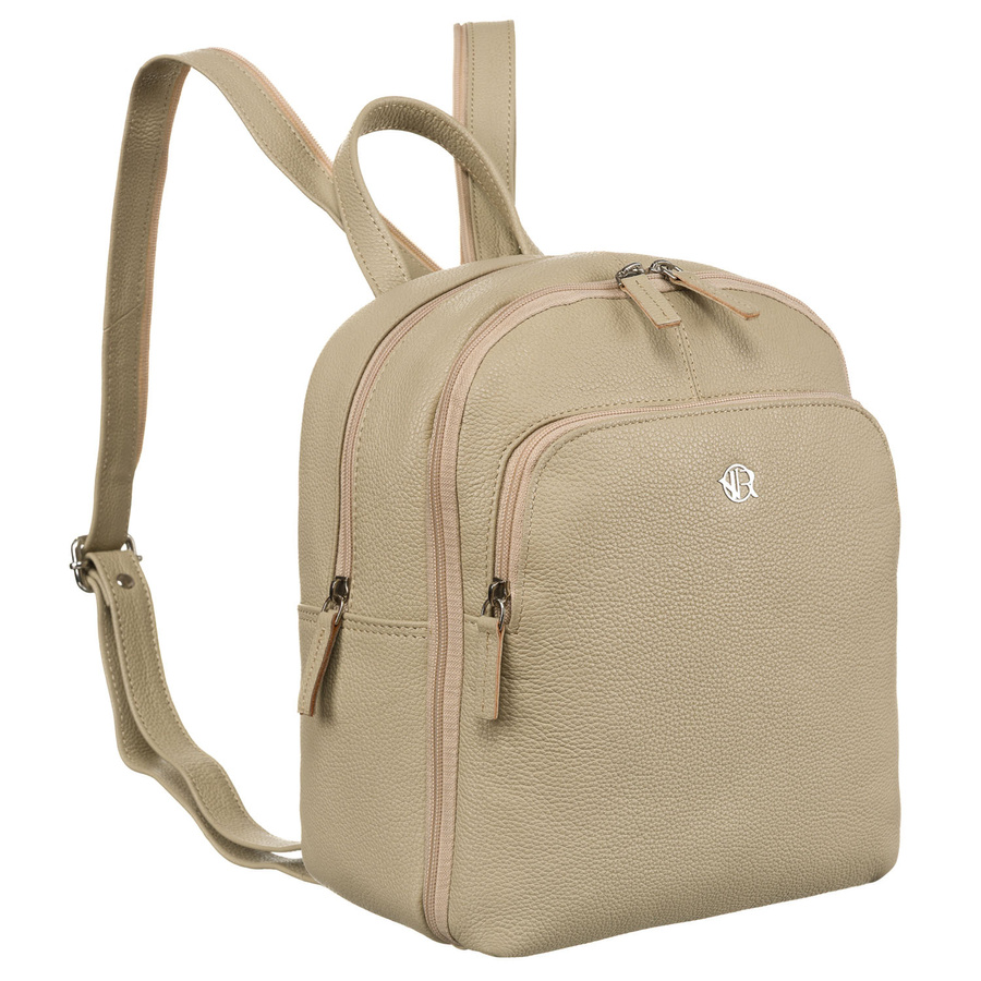 Skórzany, miejski plecak damski w beżowym kolorze - Rovicky - obrazek 3