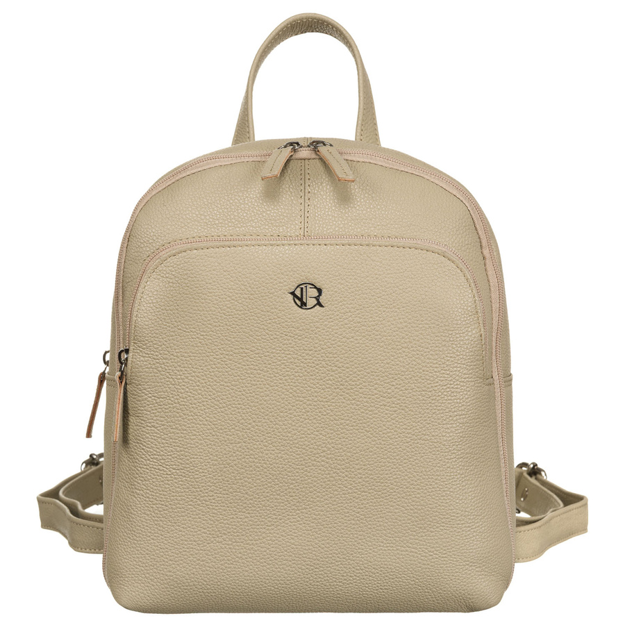 Skórzany, miejski plecak damski w beżowym kolorze - Rovicky - obrazek 2