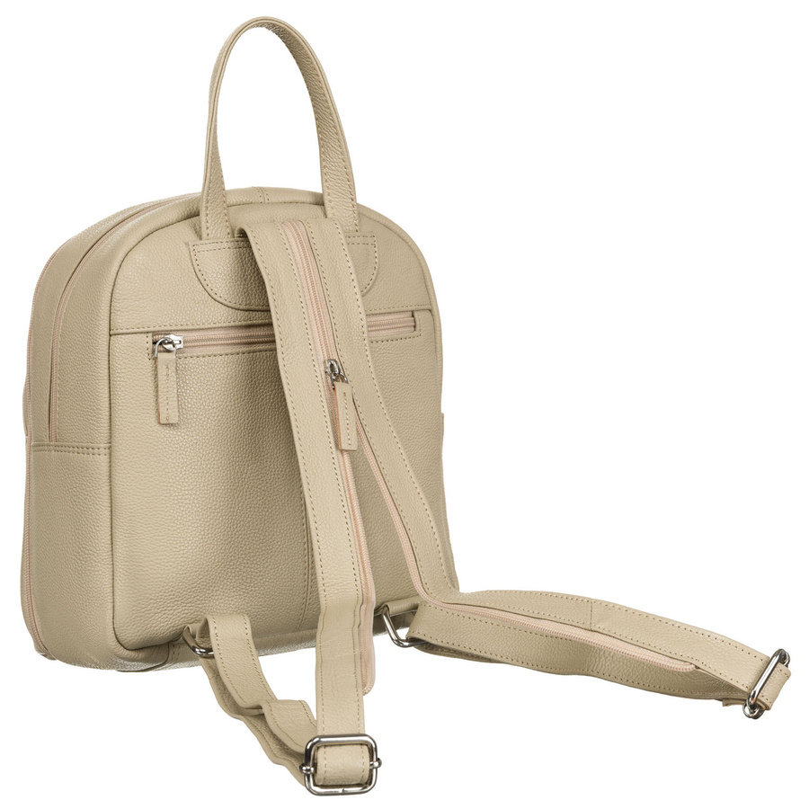 Skórzany, miejski plecak damski w beżowym kolorze - Rovicky - obrazek 4