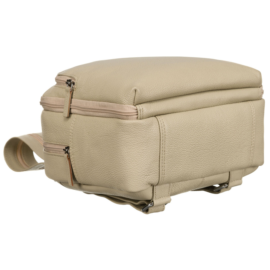 Skórzany, miejski plecak damski w beżowym kolorze - Rovicky - obrazek 10