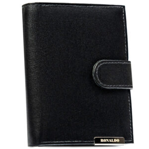 Portfel męski ze skóry naturalnej w czarnym kolorze zapinany na zatrzask - Ronaldo