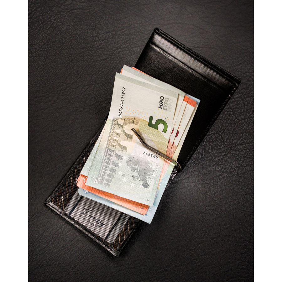 Banknotówka męska ze skóry naturalnej w czarnym kolorze - Rovicky - obrazek 9