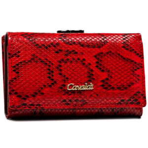 Czerwony portfel damski ze zdobieniem na wzór skóry węża - 4U Cavaldi
