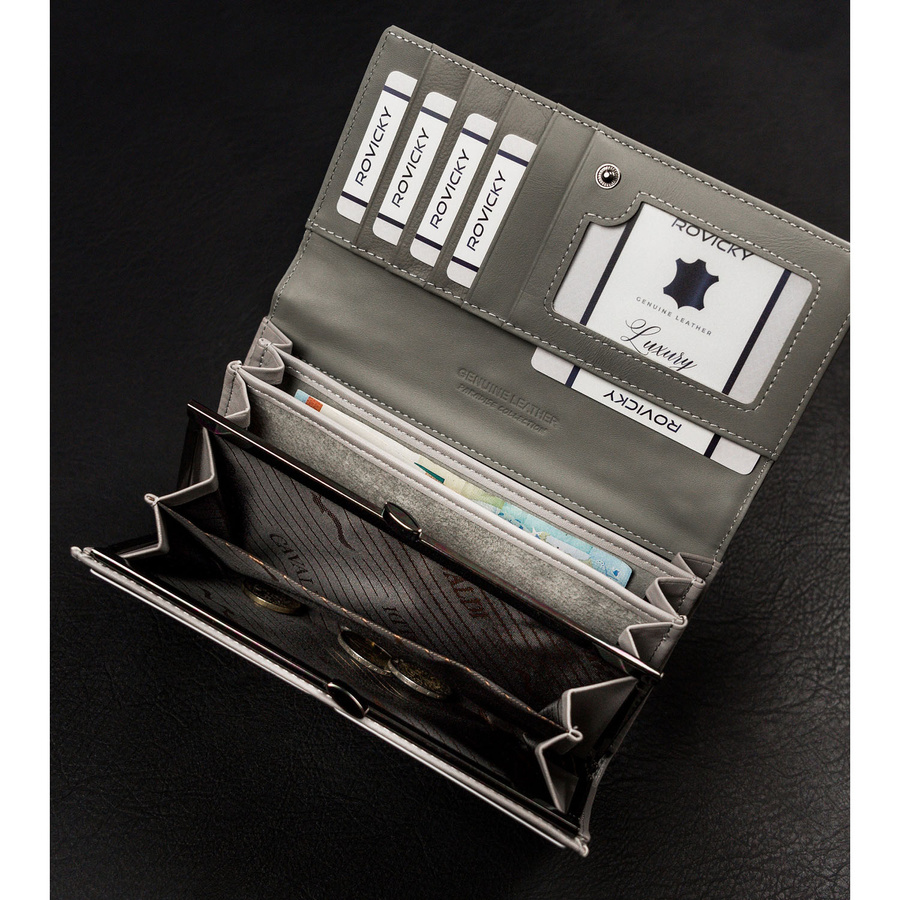 Wielokolorowy portfel damski w kwiaty wykonany ze skóry naturalnej i ekologicznej - 4U Cavaldi - obrazek 9