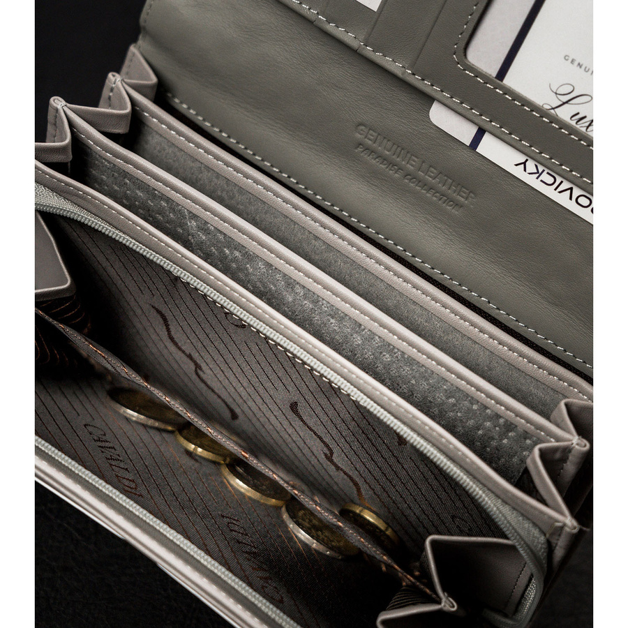 Poziomy portfel damski w wielokolorowe kwiaty zamykany zatrzaskiem - 4U Cavaldi - obrazek 8