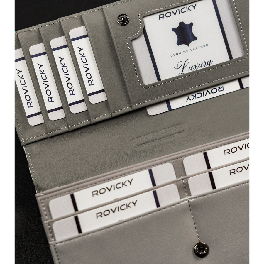 Poziomy portfel damski w wielokolorowe kwiaty zamykany zatrzaskiem - 4U Cavaldi - obrazek 9