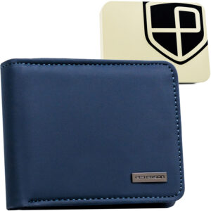 Granatowy, mały portfel męski wykonany ze skóry ekologicznej - Peterson