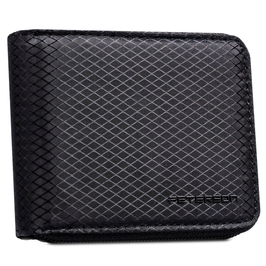 Portfel męski w czarnym kolorze z modnym, geometrycznym wzorem - Peterson - obrazek 2