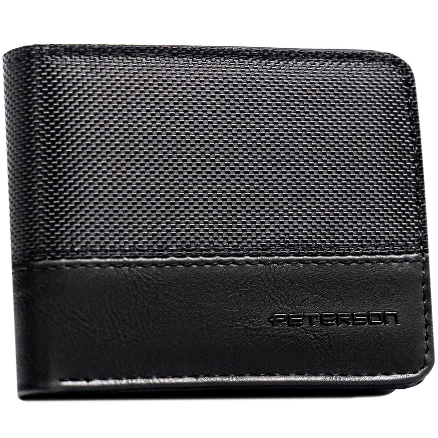 Modny portfel męski w czarnym kolorze z systemem RFID - Peterson - obrazek 2