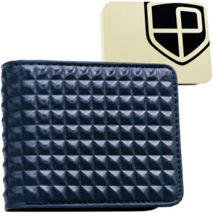 Granatowy portfel męski z modnym, geometrycznym wzorem - Peterson