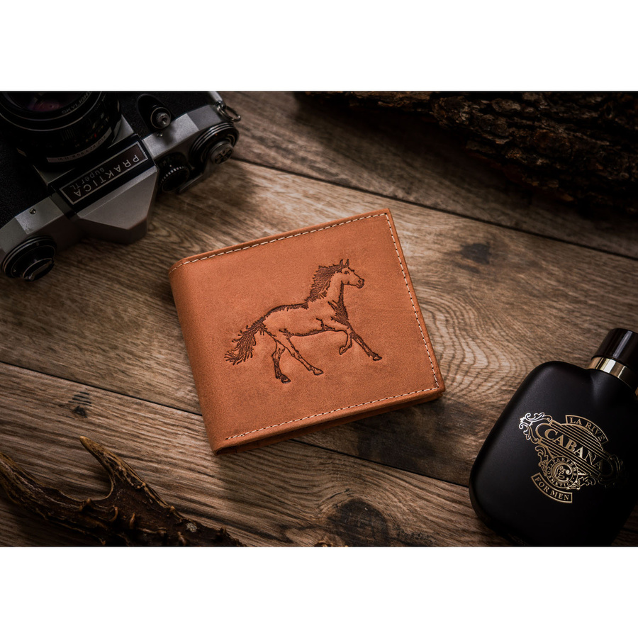 Portfel męski ze skóry naturalnej w brązowym kolorze, model bez zapięcia zewnętrznego - Always Wild - obrazek 3