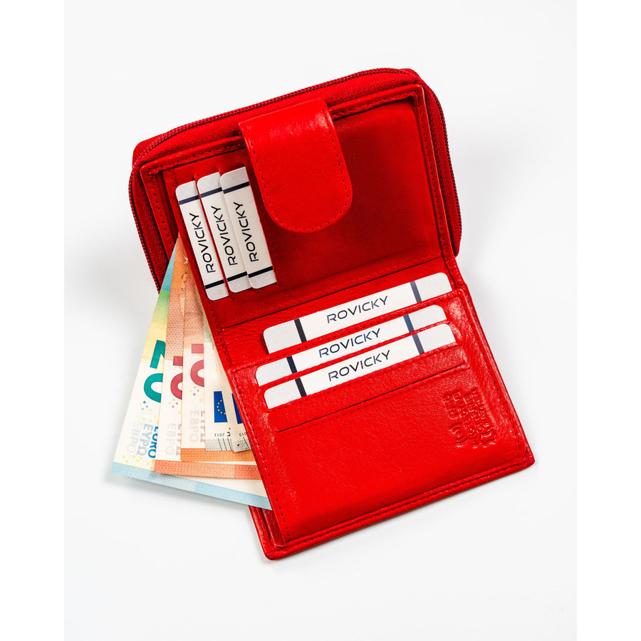 Mały portfel w czerwonym kolorze zamykany na zatrzask - Rovicky - obrazek 7