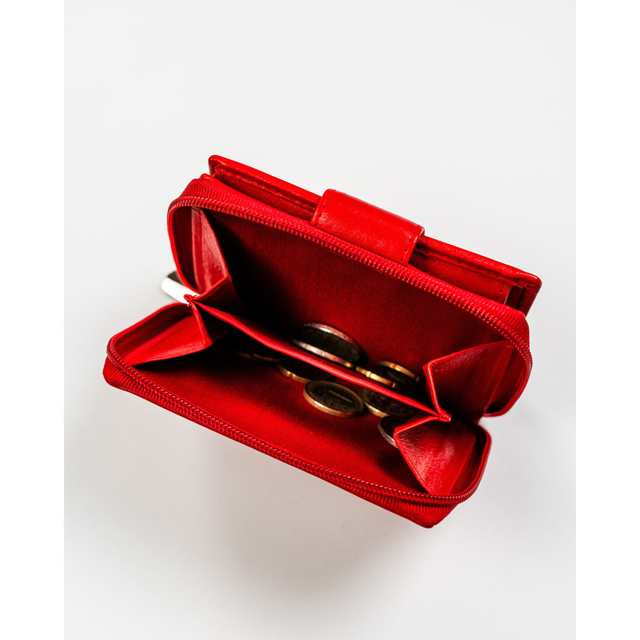 Mały portfel w czerwonym kolorze zamykany na zatrzask - Rovicky - obrazek 9
