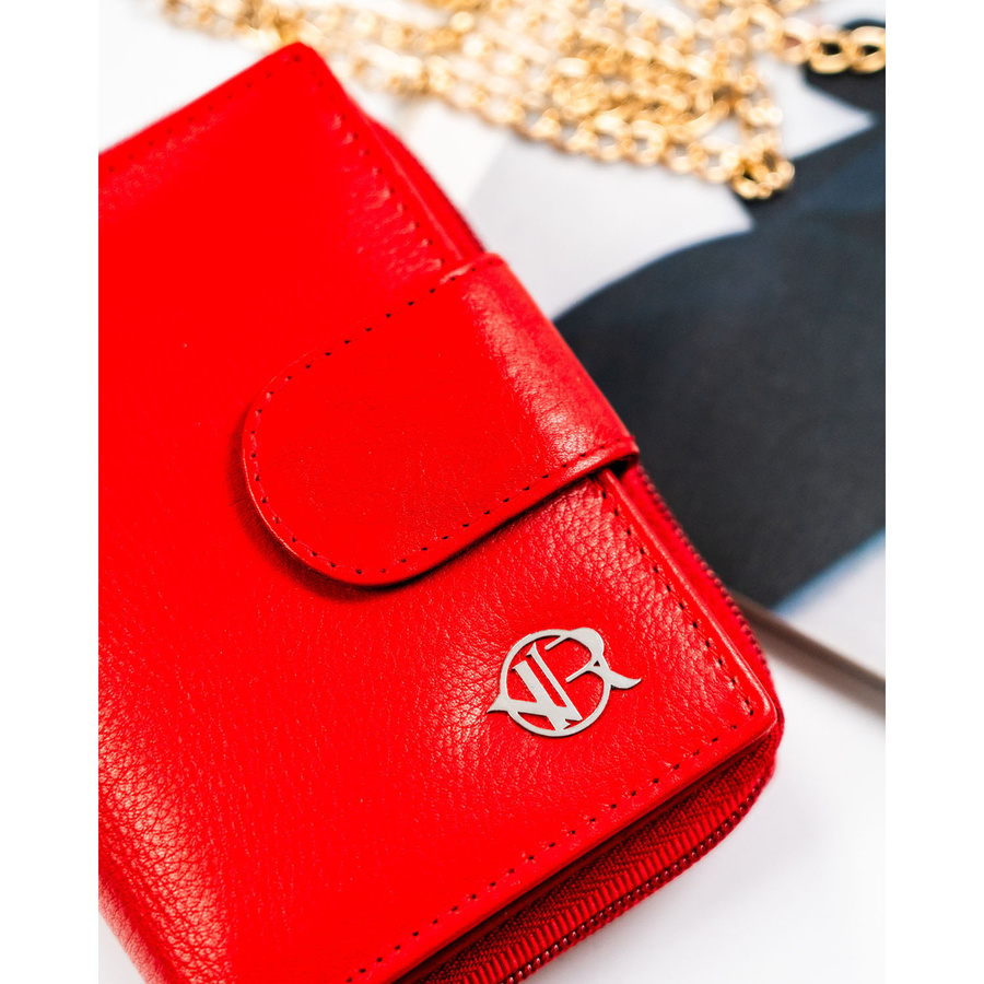 Mały portfel w czerwonym kolorze zamykany na zatrzask - Rovicky - obrazek 3
