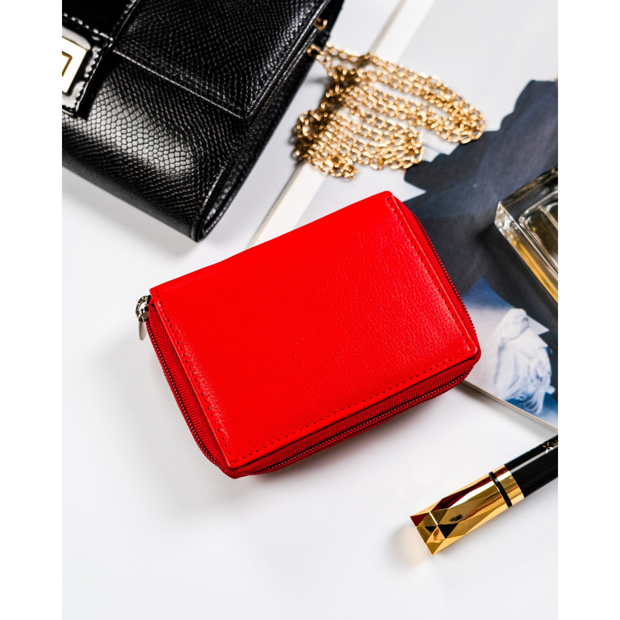 Mały portfel w czerwonym kolorze zamykany na zatrzask - Rovicky - obrazek 4