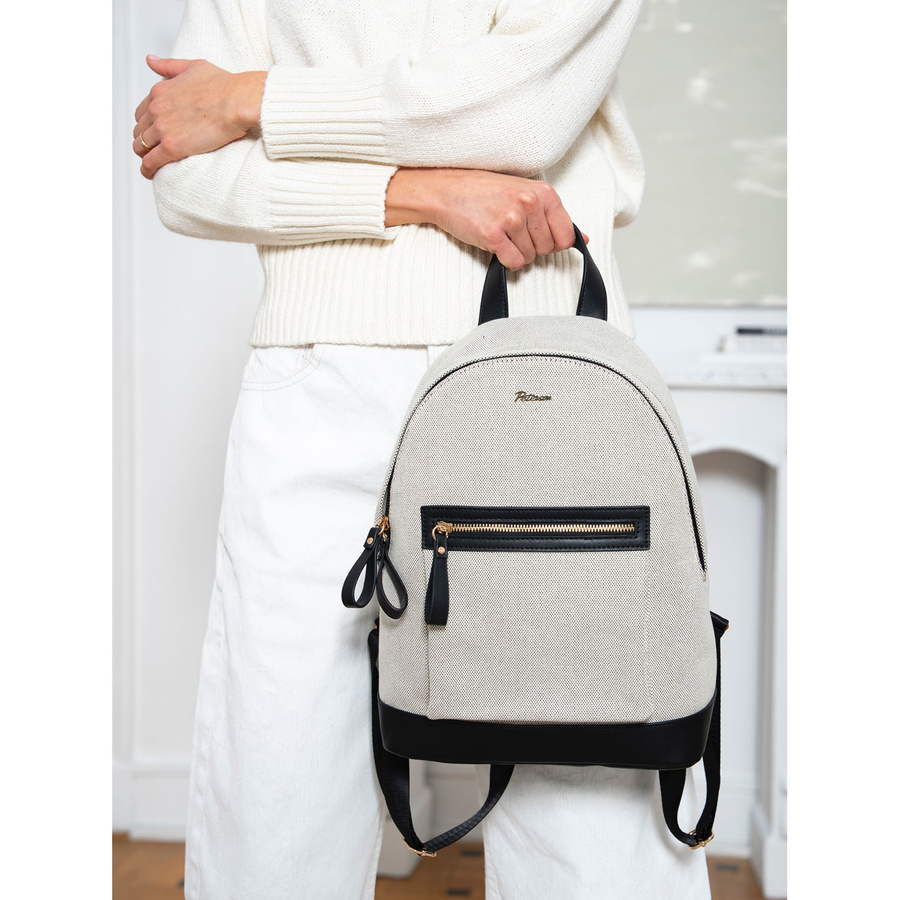 Duży, miejski plecak damski w beżowym kolorze płótno canvas - Peterson - obrazek 12