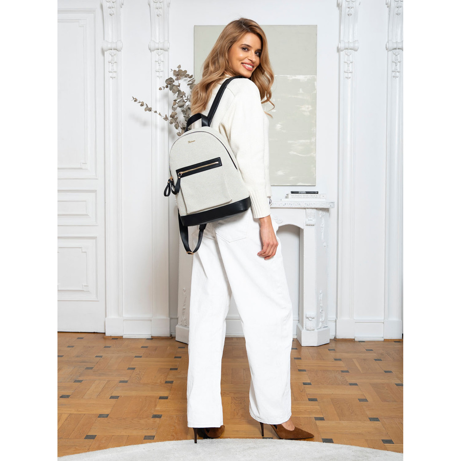 Duży, miejski plecak damski w beżowym kolorze płótno canvas - Peterson - obrazek 10