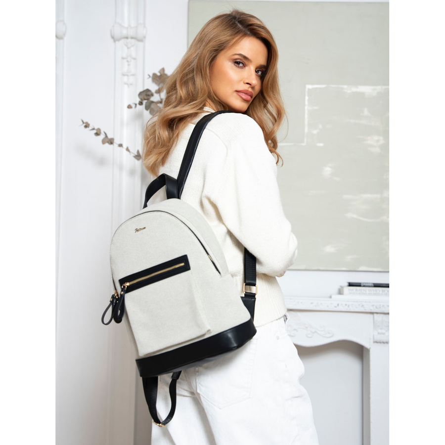 Duży, miejski plecak damski w beżowym kolorze płótno canvas - Peterson - obrazek 11