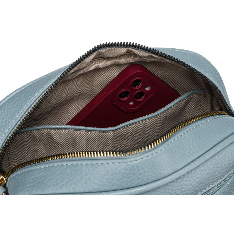 Niebieska listonoszka damska crossbody z wąskim i szerokim paskiem na ramię eko skóra Peterson - obrazek 6