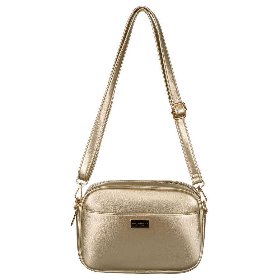 Złota błyszcząca listonoszka damska ze skóry ekologicznej Peterson - obrazek 8