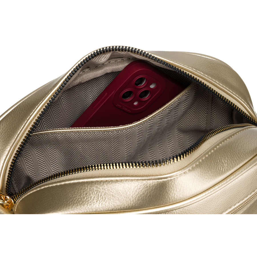 Złota błyszcząca listonoszka damska ze skóry ekologicznej Peterson - obrazek 7