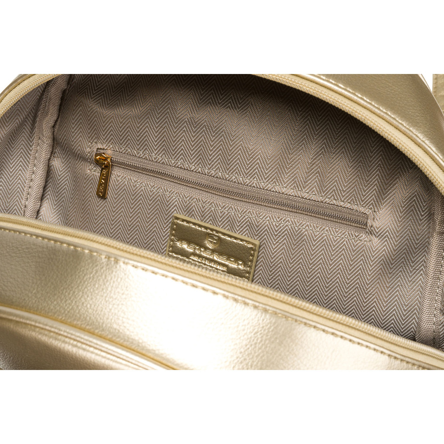 Złoty pikowany błyszczący plecak damski ze skóry ekologicznej mały Peterson - obrazek 7
